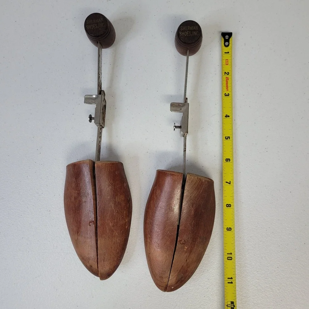 Sherman Shoes Inc Vintage Wood Shoe Trees Adjustable Brown‎ Stretcher Set